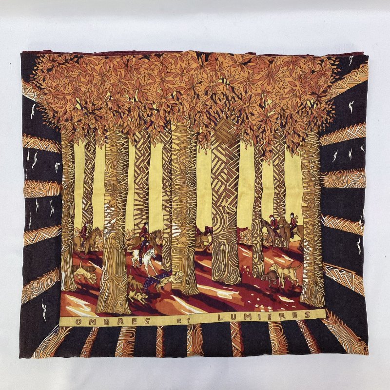 HERMES 羊絨真絲圍巾披肩-2