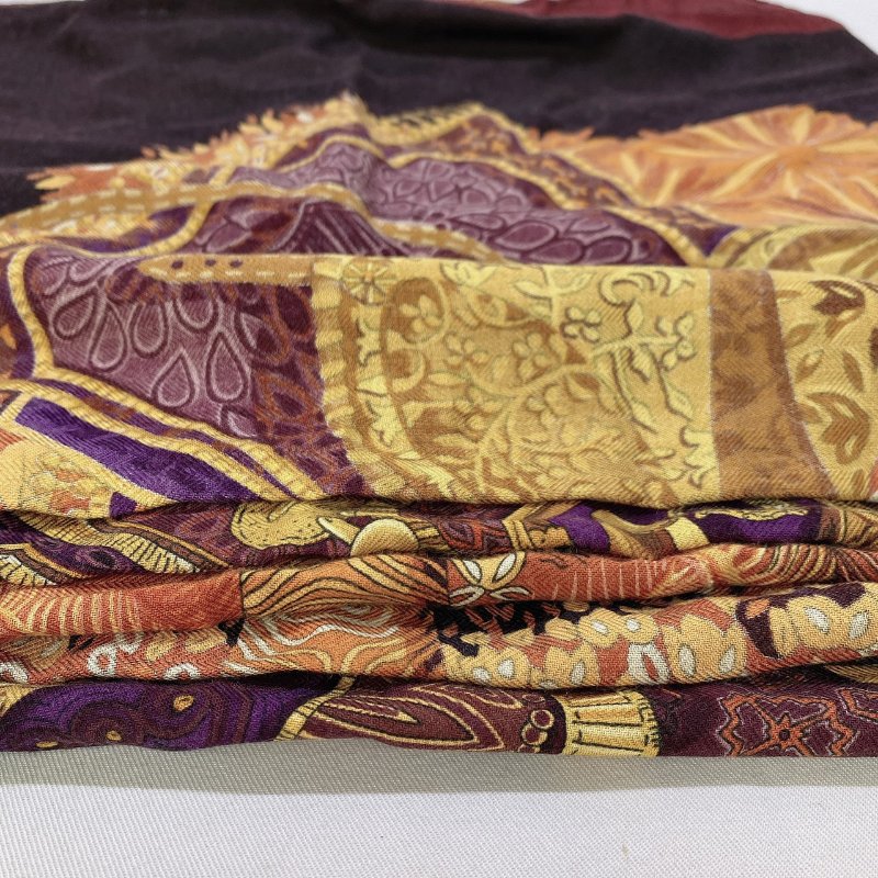 HERMES 羊絨真絲圍巾披肩-5