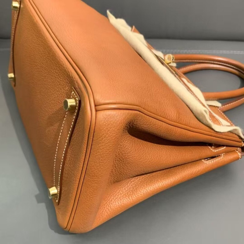 Hermes愛馬仕Birkin30金棕色馬鞍皮金扣D刻-8