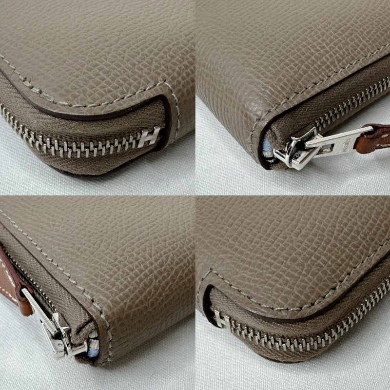 HERMES 大象灰silk in絲巾短夾-8
