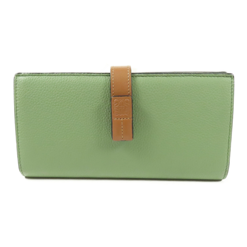 LOEWE 牛皮皮革Large Vertical Wallet銀扣長錢包-0