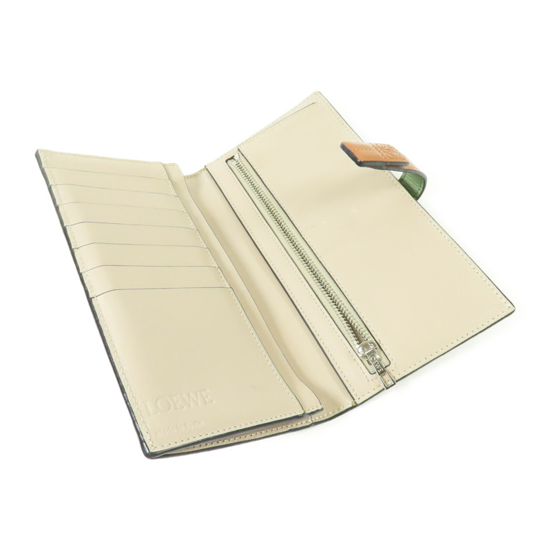 LOEWE 牛皮皮革Large Vertical Wallet銀扣長錢包-5