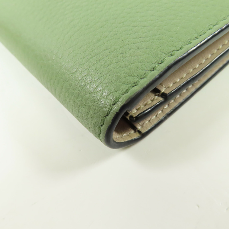 LOEWE 牛皮皮革Large Vertical Wallet銀扣長錢包-10