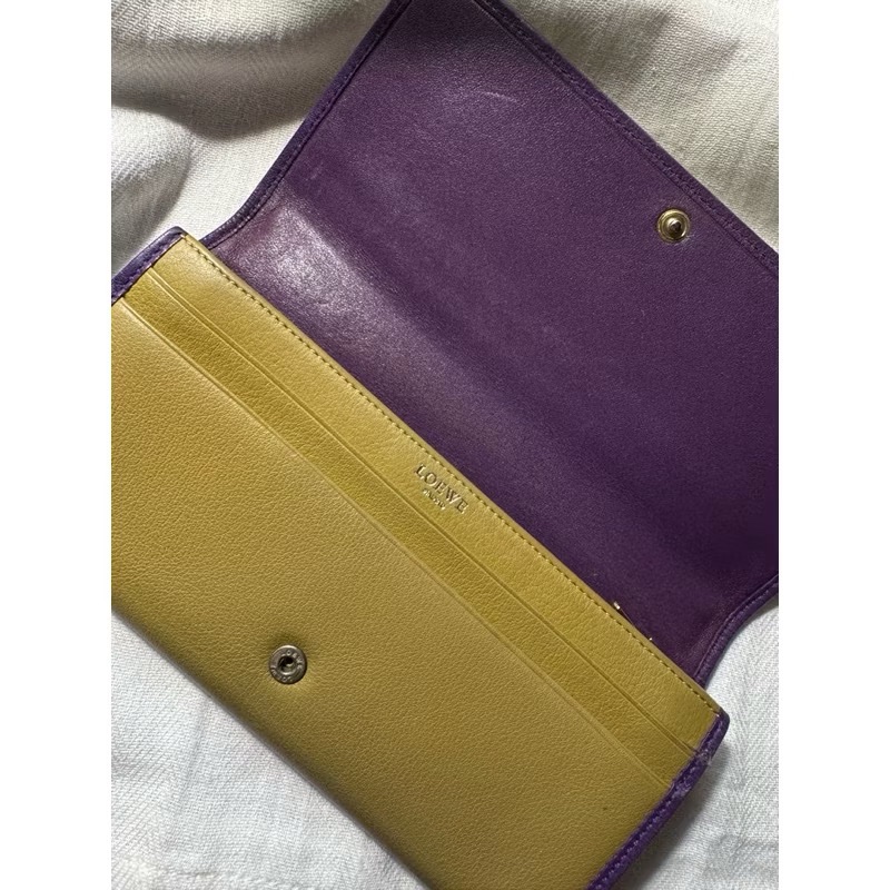 LOEWE奶茶色十卡撞色長夾-4