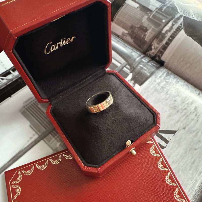 Cartier卡地亞 經典Love 寬版 黃k金 58號-6