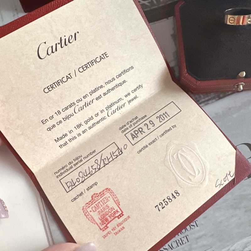Cartier卡地亞 經典Love 寬版 黃k金 58號-13