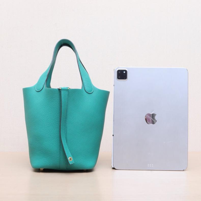 HERMES(愛馬仕) Picotin 菜籃子 18 O6帝綠 TM皮 U刻 金扣-2