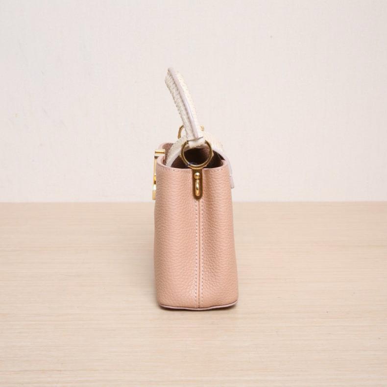 LOUIS VUITTON(路易威登) Capucines Mini 21手柄拼 裸粉色 /蛇皮 金扣 晶片 21 蛇皮手柄 拼蛇皮-1