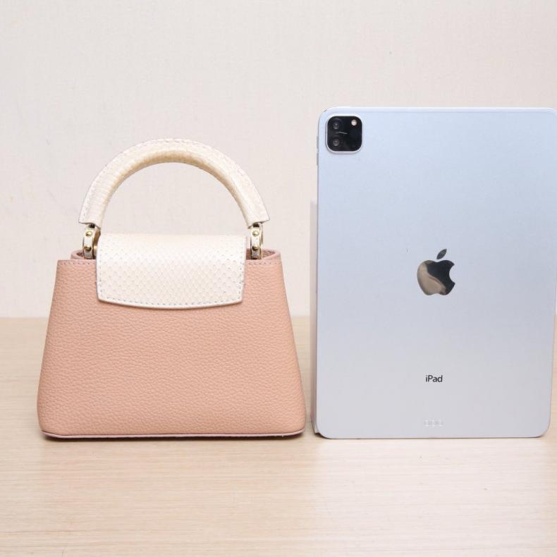 LOUIS VUITTON(路易威登) Capucines Mini 21手柄拼 裸粉色 /蛇皮 金扣 晶片 21 蛇皮手柄 拼蛇皮-2