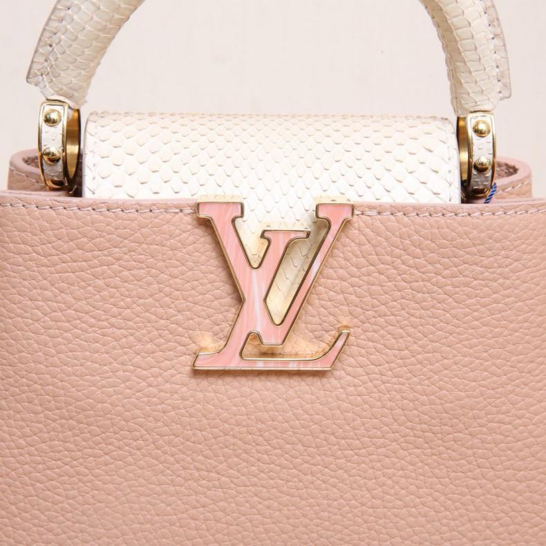 LOUIS VUITTON(路易威登) Capucines Mini 21手柄拼 裸粉色 /蛇皮 金扣 晶片 21 蛇皮手柄 拼蛇皮-5