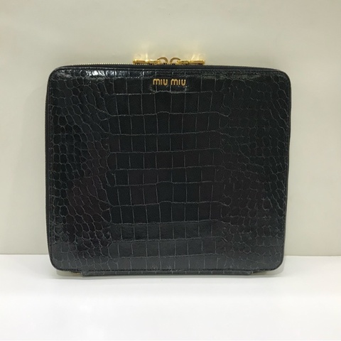 全新MiuMiu 5ARE55 鰐紋手抓/電腦袋