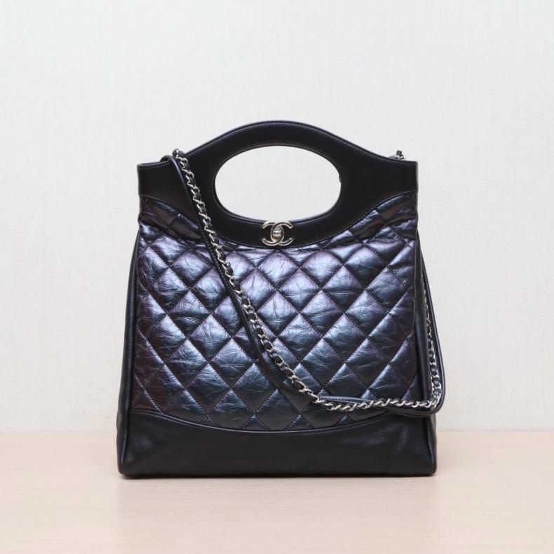 CHANEL(香奈兒) 31Bag 小號 豎版 30cm 黑色 28開 銀扣-0