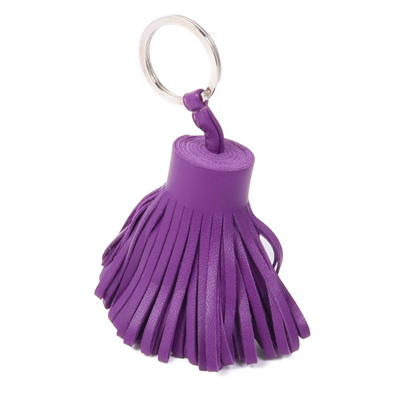HERMES Milo皮革Carmen Key Ring銀扣鑰匙圈Violet-2