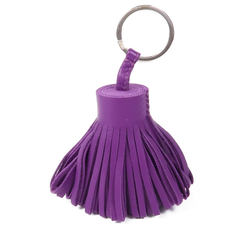 HERMES Milo皮革Carmen Key Ring銀扣鑰匙圈Violet-3