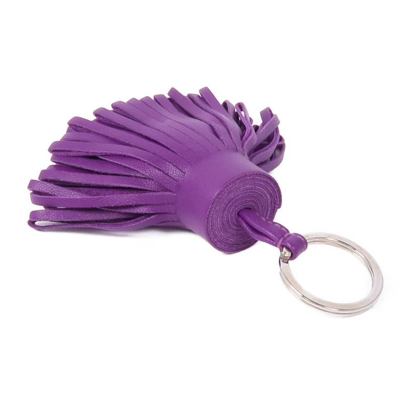 HERMES Milo皮革Carmen Key Ring銀扣鑰匙圈Violet-5