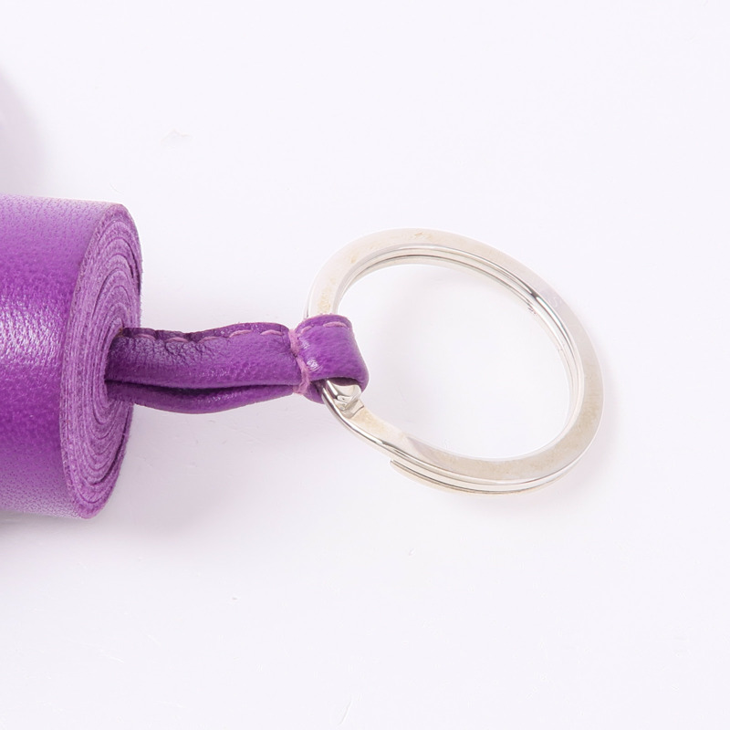 HERMES Milo皮革Carmen Key Ring銀扣鑰匙圈Violet-6