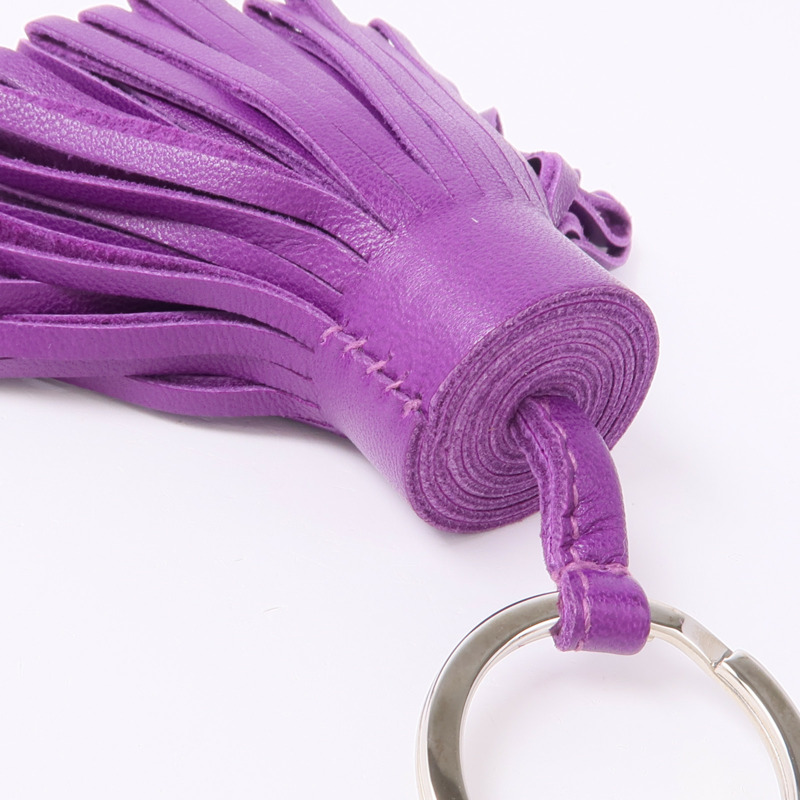 HERMES Milo皮革Carmen Key Ring銀扣鑰匙圈Violet-8