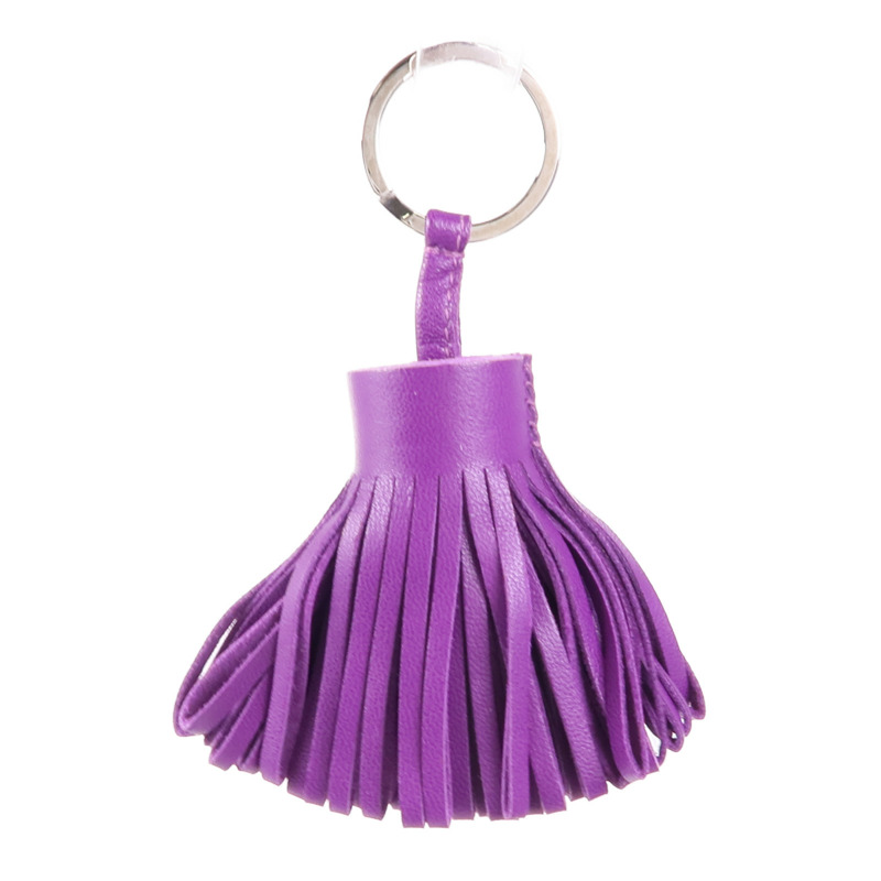 HERMES Milo皮革Carmen Key Ring銀扣鑰匙圈Violet-9