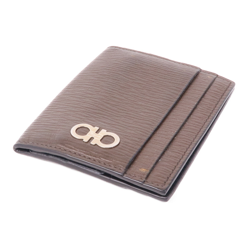 Salvatore Ferragamo 皮革Gancini Card Holder銀扣卡片套-3