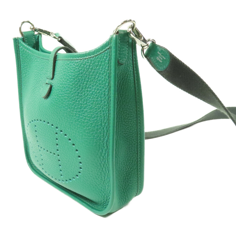 HERMES Clemence皮革Evelyne TPM銀扣肩背袋Menthe-2