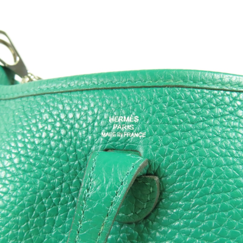 HERMES Clemence皮革Evelyne TPM銀扣肩背袋Menthe-14