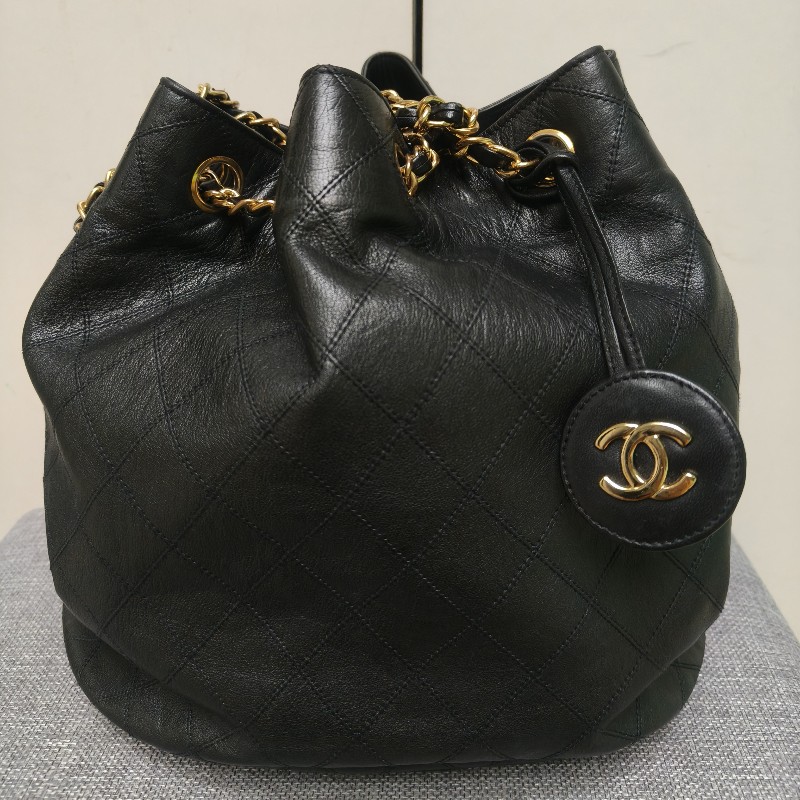 ㊣✨CHANEL✨香奈兒 黑色 老香 小香 Vintage 雙C 多背法 水桶包 肩背包/二手包/二手精品🌳二手樹屋🌳-1