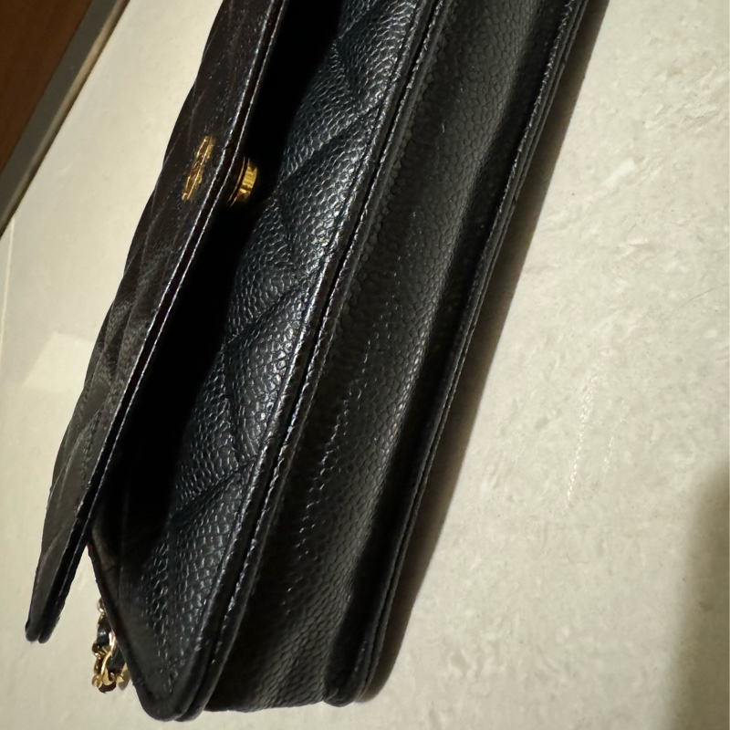 Chanel 黑色荔枝皮金釦 WOC 晶片款-8