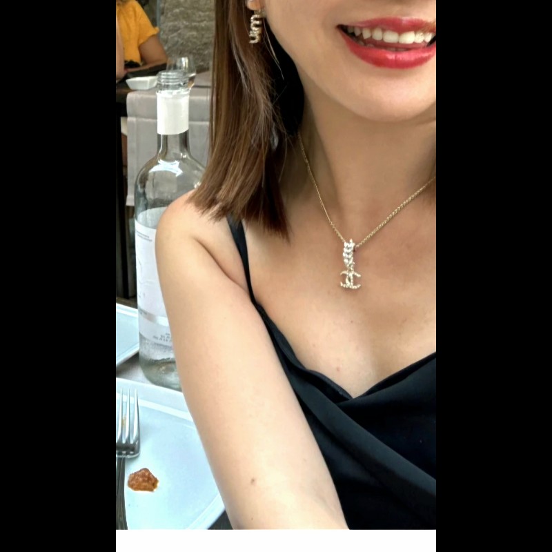 香奈兒Chanel 滿鑽 麥穗吊飾雙C logo 項鍊-9