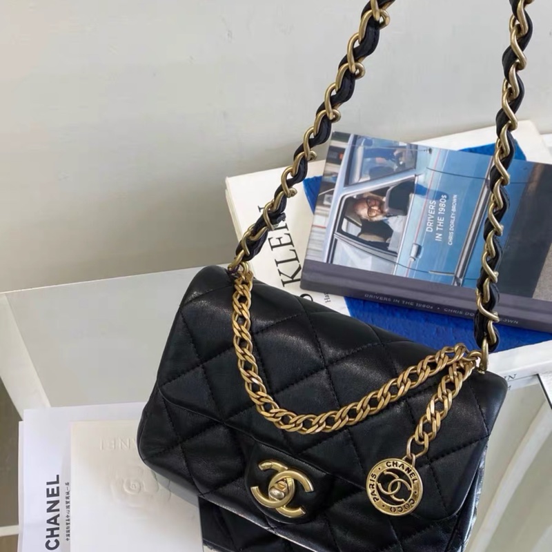 Chanel 香奈兒 23S 黑金金幣mini 芯片款 不容易撞的一款 帶點復古風-5