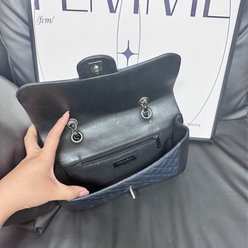 Chanel 中古包CF 黑藍拼色-4