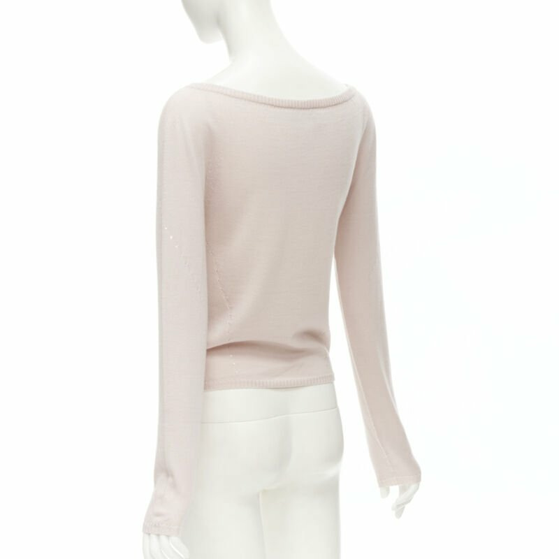 GIANNI VERSACE Vintage 100% wool pastel pink silver sequins sweater IT42 M-4