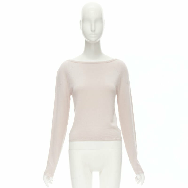 GIANNI VERSACE Vintage 100% wool pastel pink silver sequins sweater IT42 M-8