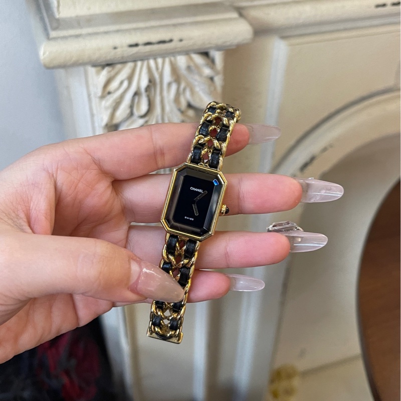 Chanel vintage黑金方糖手錶s碼-3