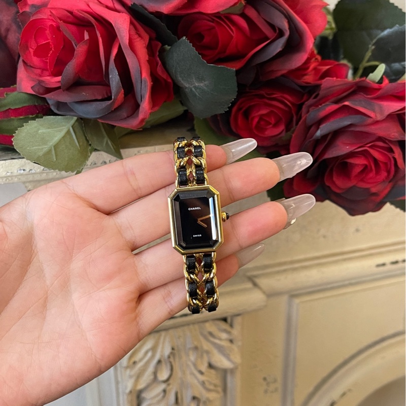 Chanel vintage黑金方糖手錶s碼-4