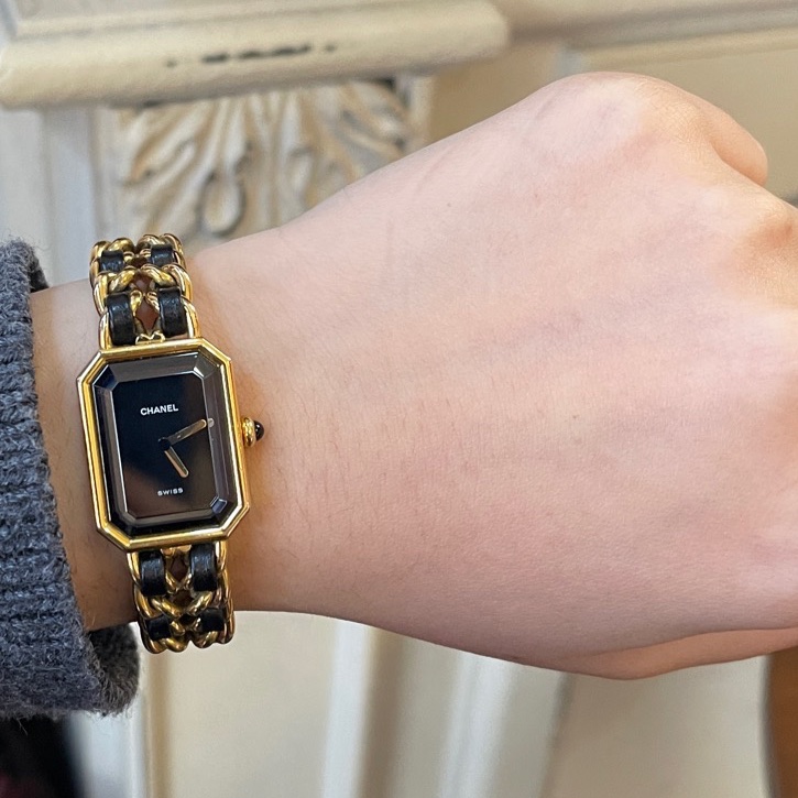 Chanel vintage黑金方糖手錶s碼-5