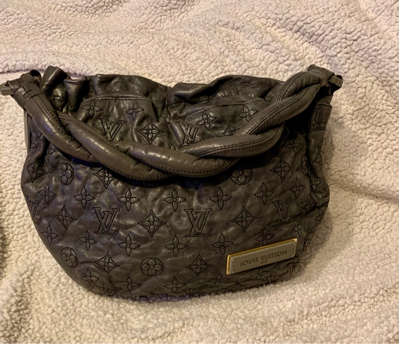 LOUIS VUITTON 限量版深灰色小羊皮刺繡肩背包 小籠包 手提包m95476-4