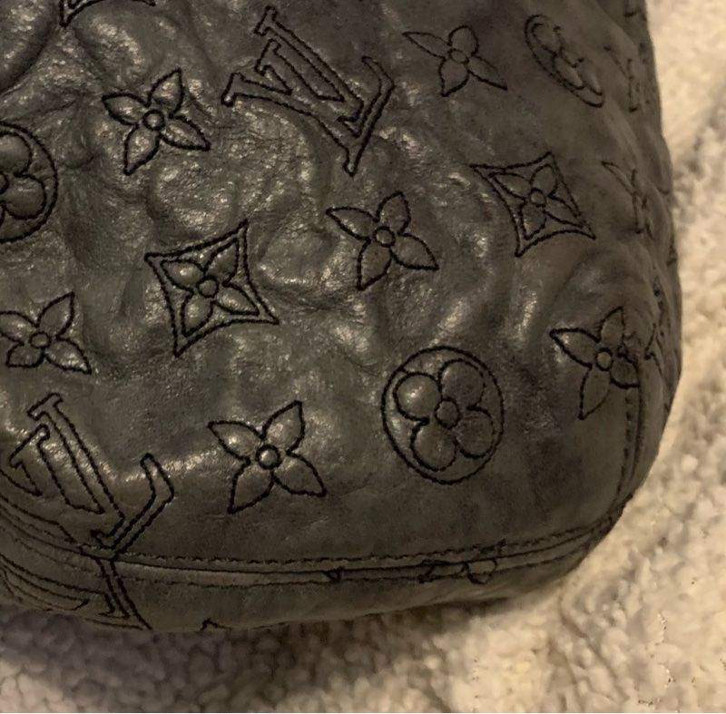 LOUIS VUITTON 限量版深灰色小羊皮刺繡肩背包 小籠包 手提包m95476-29
