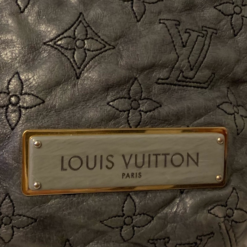 LOUIS VUITTON 限量版深灰色小羊皮刺繡肩背包 小籠包 手提包m95476-44