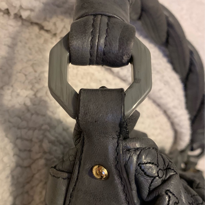 LOUIS VUITTON 限量版深灰色小羊皮刺繡肩背包 小籠包 手提包m95476-45