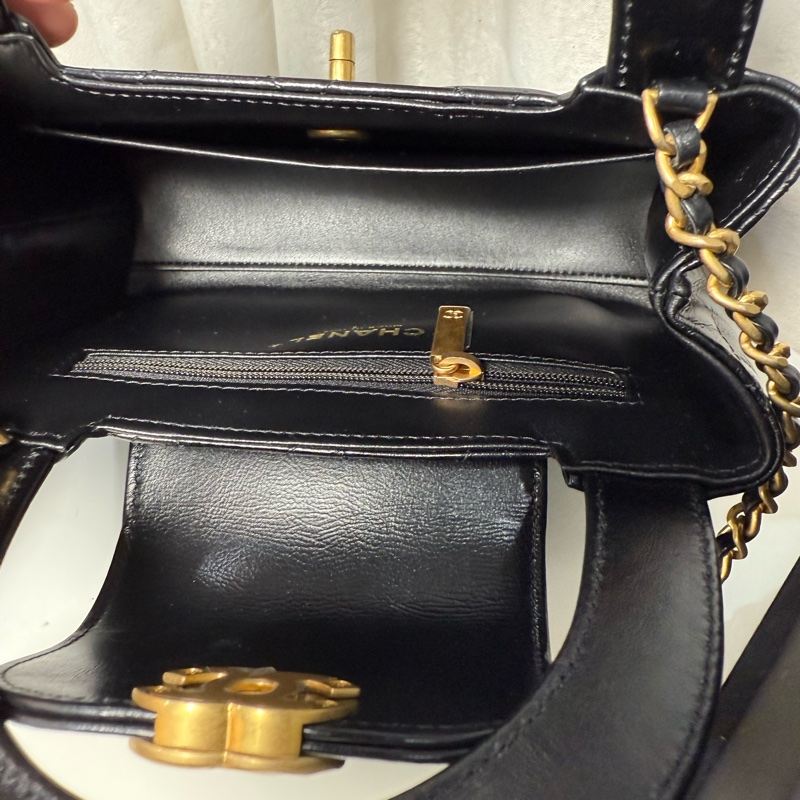 全新全配🤍CHANEL Kelly 包 黑色迷你購物 包小牛皮-7