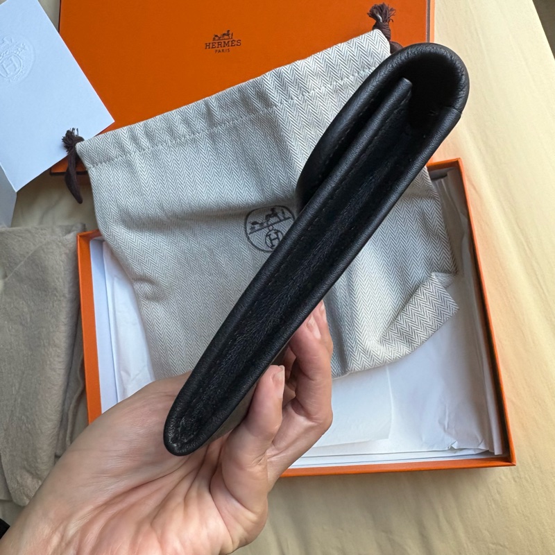 愛馬仕Hermes jige duo touch 長夾/手拿包/宴會包woc黑色拼蜥蜴皮原色-6