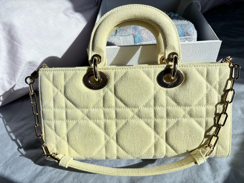 Dior 小雞黃 牛仔/丹寧材質 Lady D-Joy 中號黛妃包-1