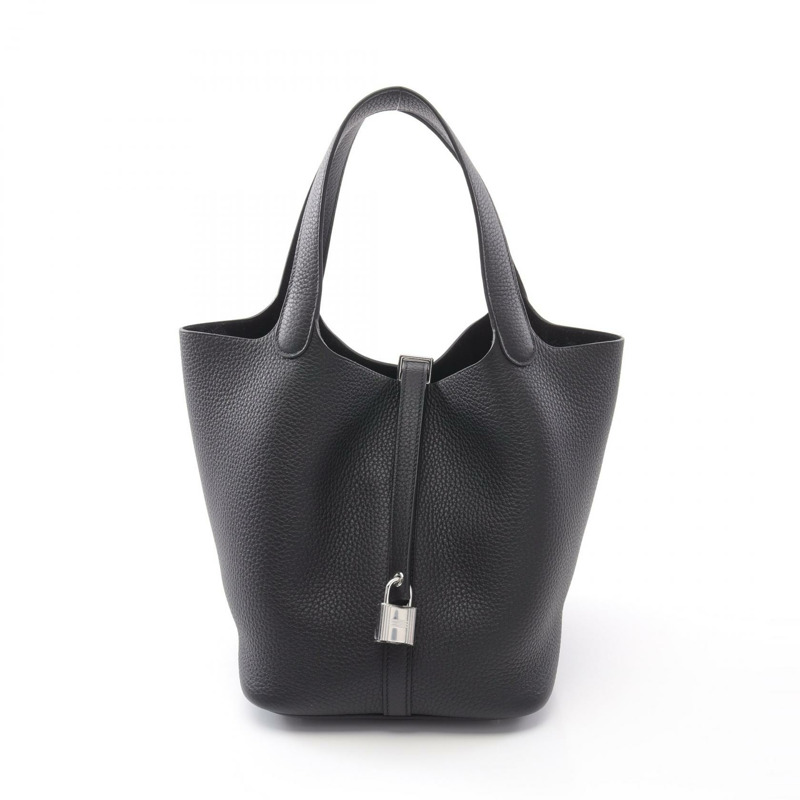 HERMES Picotin Lock MM 手提包 W 060991CK Taurillon Clemence 黑色 SHW-0