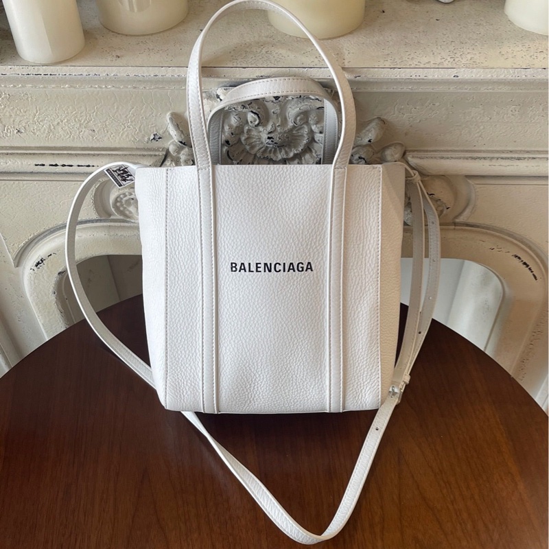 Belenciaga白色菜籃子手提斜背包tote bag-0