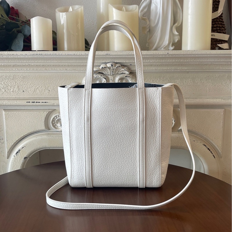 Belenciaga白色菜籃子手提斜背包tote bag-6
