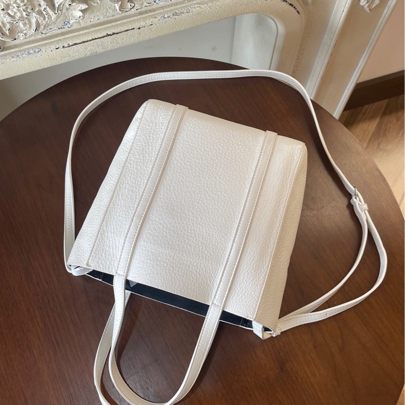 Belenciaga白色菜籃子手提斜背包tote bag-7