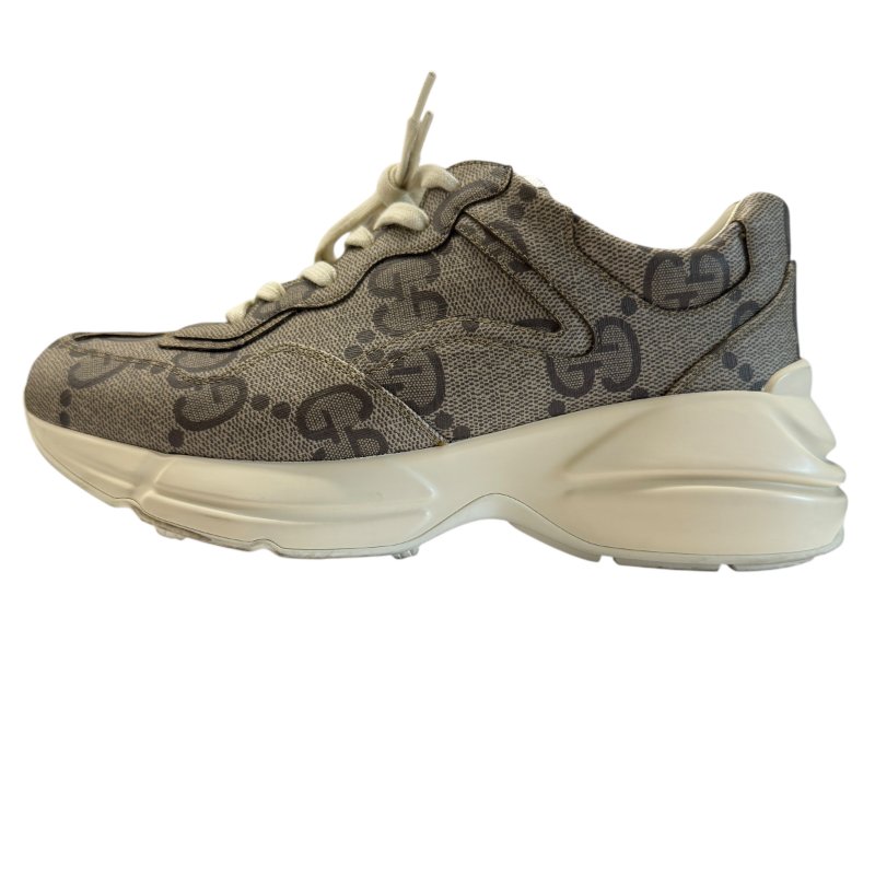 GUCCI 古馳 GG Maxi GG Supreme  Rhyton 老爹鞋 7 號半 PVC帆布/皮革 運動鞋 卡其色老花-0