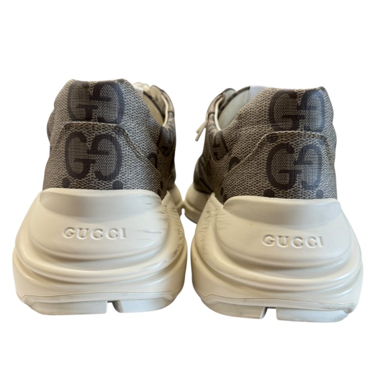 GUCCI 古馳 GG Maxi GG Supreme  Rhyton 老爹鞋 7 號半 PVC帆布/皮革 運動鞋 卡其色老花-5