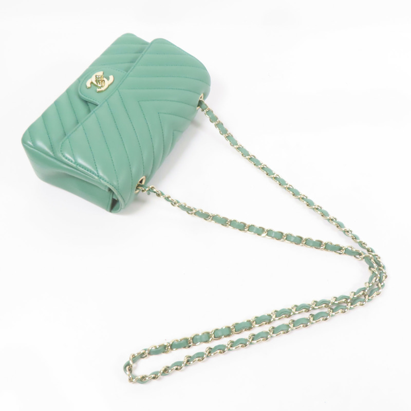 CHANEL 牛皮皮革Shoulder Bag金扣鏈帶肩背袋-10