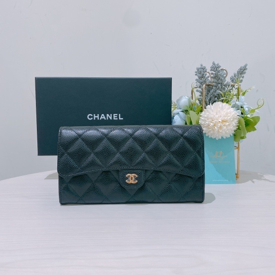 TK1678 Chanel 香奈兒經典款Classic Flap黑色魚子醬牛皮長夾Long Wallet Caviar Black x GHW-0